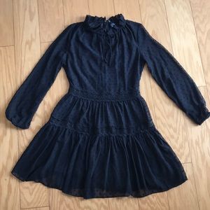 AQUA Dotted Lace Fit-and-Flare Dress